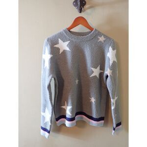 THML Clothing Small Gray Sweater Star Print Preppy Anthropologie